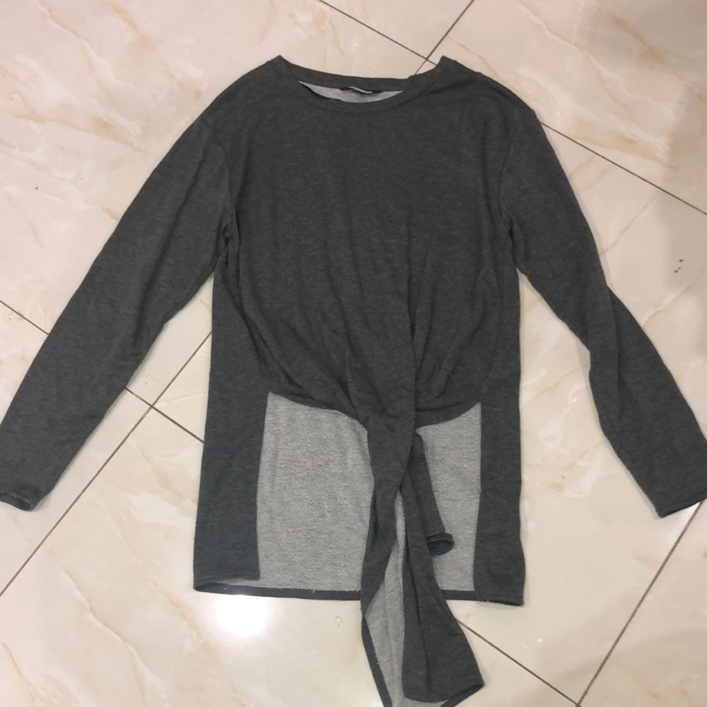 Project runway grey asymmetrical shirt
